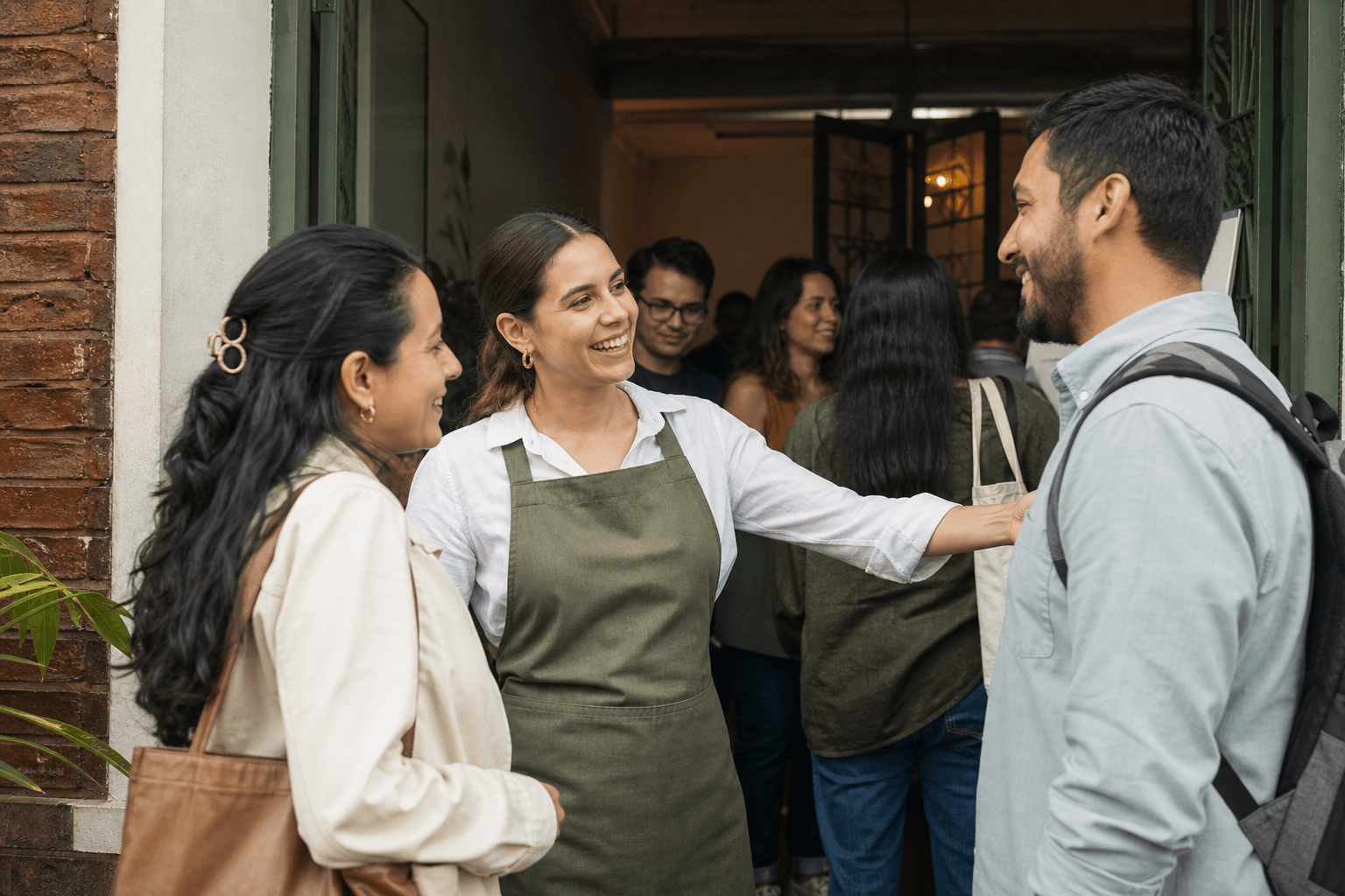Planner conectando a dos personas que llegan a un encuentro